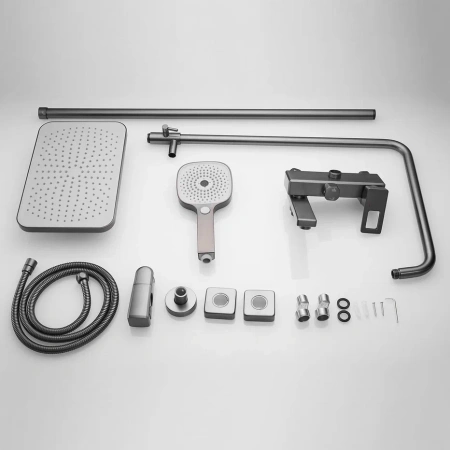 Душевая стойка Shevanik S8236T настенная цвет оружейная сталь