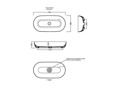 Раковина из сантехнического фаянса Hatria HAPPY HOUR Y8AL01 80х40 накладная цвет белый - фото 3