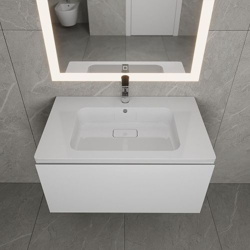 Раковина из искусственного камня Uperwood Lagoon 35480000003 80х50 полувстраиваемая цвет белый - фото 4