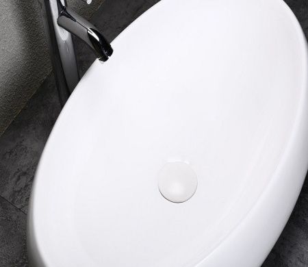 Раковина из сантехнического фаянса CeramaLux 9030A 60х40 накладная цвет белый без отверстий под смеситель