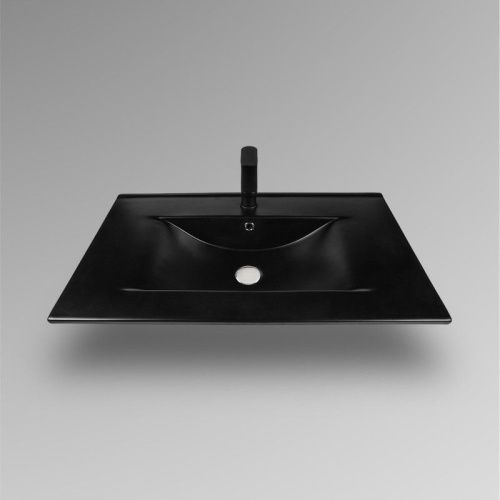 Раковина из сантехнического фарфора Bond Cube S05-808 80х50 встраиваемая цвет черный 1 отверстие под смеситель - фото 2