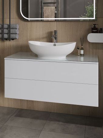 Тумба под раковину Orange Otto Ot-100TuGLASS 100х50 подвесная цвет белый