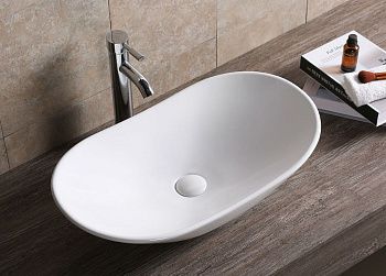 Раковина из сантехнического фарфора Cerutti SPA CR7031B 60х40 накладная цвет белый без отверстий под смеситель