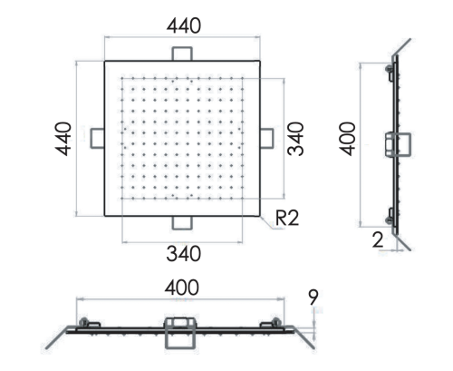 Верхний душ Remer 357EFS44NO 45х45 черный - фото 2