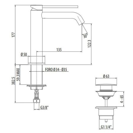 Смеситель Gattoni CIRCLE TWO 9144/91C0 на раковину хром