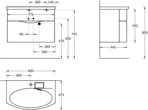 Тумба под раковину Kerama Marazzi AMAREMARE RV.80\WHT.M 80х40 подвесная цвет белый - фото 2