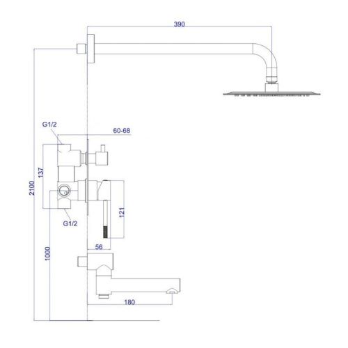 Душевая система Esko 7in1EK встраиваемая в стену цвет хром - фото 3