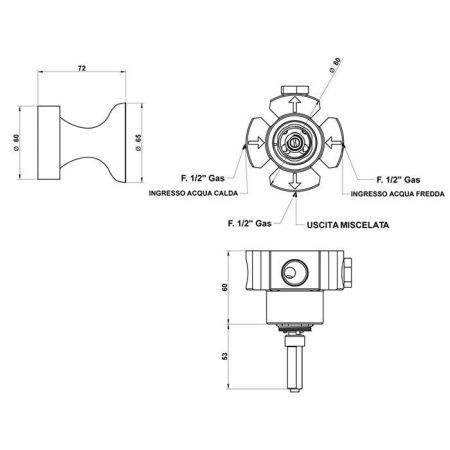 Встраиваемый прогрессивный смеситель на 2 источника Bongio Soffi 60514CR99