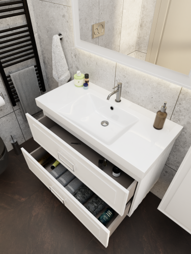 Тумба с раковиной La Fenice Cubo TWIN NFNC-01-CUB-B-100-2-2-100 100х50 подвесная цвет белый - фото 5