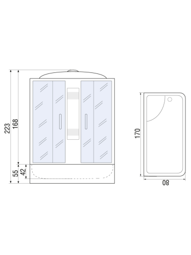 Душевой бокс River NARA 10000003026 170х80 стекло матовое профиль хром - фото 2