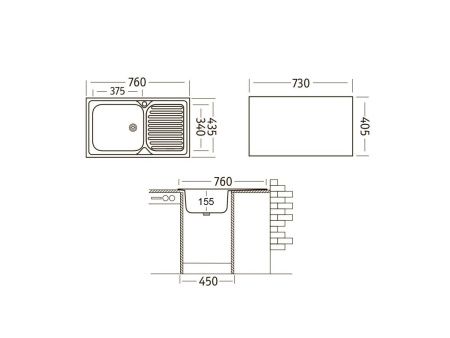 Кухонная мойка Ukinox Классика CLM760.435 -GT5K 2L 75х45 цвет нержавеющая сталь поверхность матовая