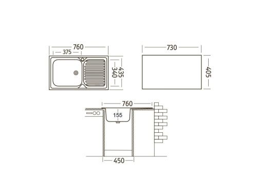 Кухонная мойка Ukinox Классика CLM760.435 -GT5K 1R 75х45 цвет нержавеющая сталь поверхность матовая - фото 3