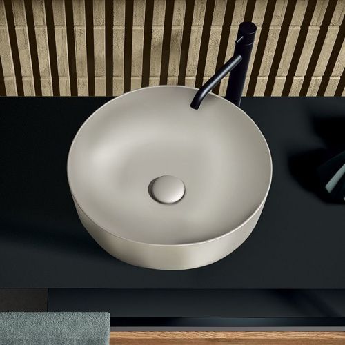 Раковина из сантехнического фарфора Kerasan Nolita 534459 40х40 накладная цвет серый без отверстий под смеситель