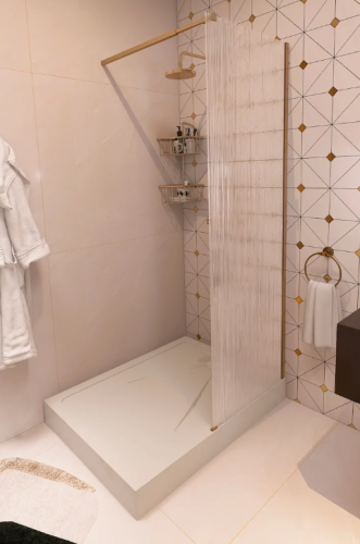 Душевая перегородка Good Door WALK IN ВИ00034 140х195 стекло рифленое профиль золото - фото 3