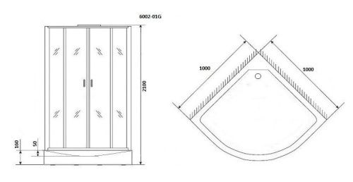 Душевая кабина Niagara Premium 60020114G 100х100 четверть круга с крышей ориентация универсальная - фото 3