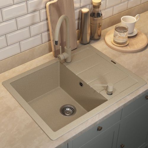 Кухонная мойка Uperwood Quartz Premium UPD-03 3910202109 65х50 цвет бежевый поверхность матовая - фото 3