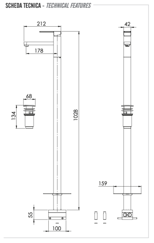 Смеситель для раковины Remer Qubika Q18 напольный хром - фото 2