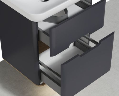 Тумба с раковиной Vitra Sento 60834 60х50 подвесная цвет черный - фото 2