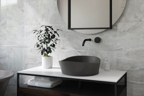 Раковина из искусственного камня Holbi MARS 2.02.003.44.4 40х40 накладная цвет серый - фото 3