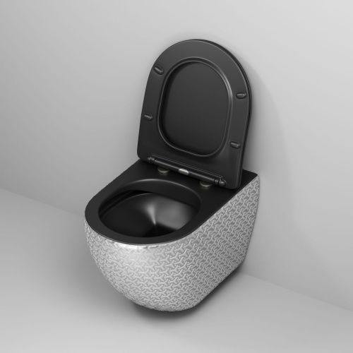 Унитаз подвесной Grossman Color GR-4411SBRS серебро/белый с сиденьем микролифт безободковый каскадный смыв - фото 4