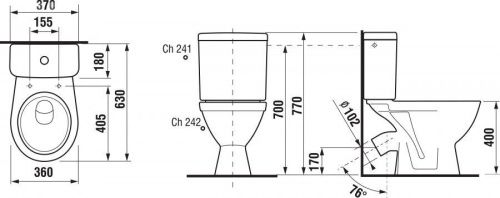 Унитаз-компакт напольный с бачком Jika Lyra plus 8263840002429 белый без сиденья каскадный смыв - фото 2