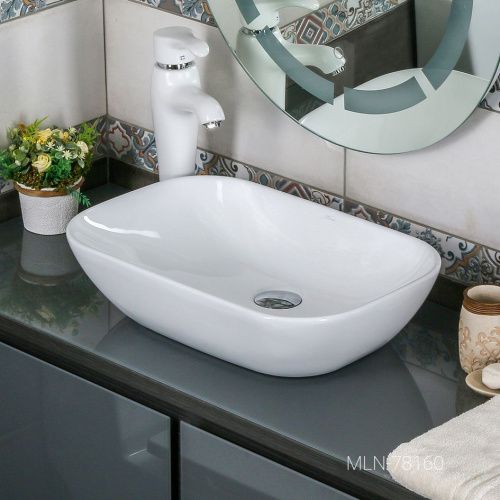 Раковина из сантехнического фарфора Melana 78160-805 50х30 накладная цвет белый без отверстий под смеситель - фото 3