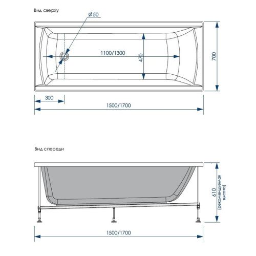 Ванна акриловая Loranto CS00063295Milton 170х70 пристенная прямоугольная - фото 4