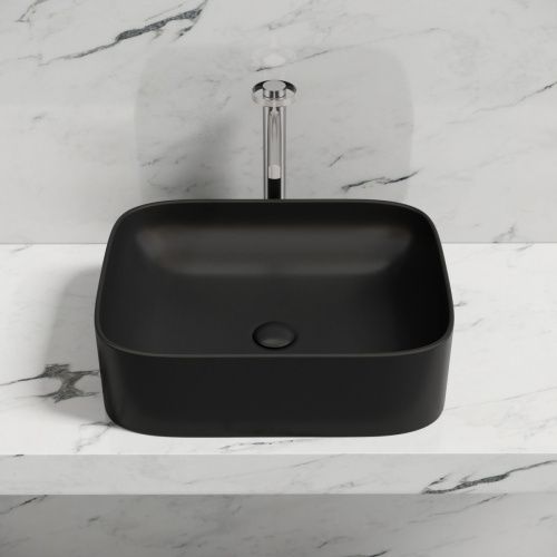 Раковина из сантехнического фарфора Ceramica Nova ELEMENT CN6052MB 50х40 накладная цвет черный без отверстий под смеситель - фото 3