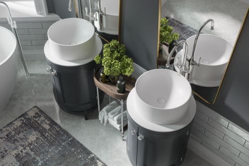 Раковина из искусственного камня Holbi VEGA 2.02.022.44.4 40х40 накладная цвет серый - фото 2