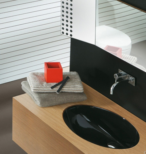 Раковина из сантехнического фаянса Simas LFT 74 nero 70х40 встраиваемая цвет черный