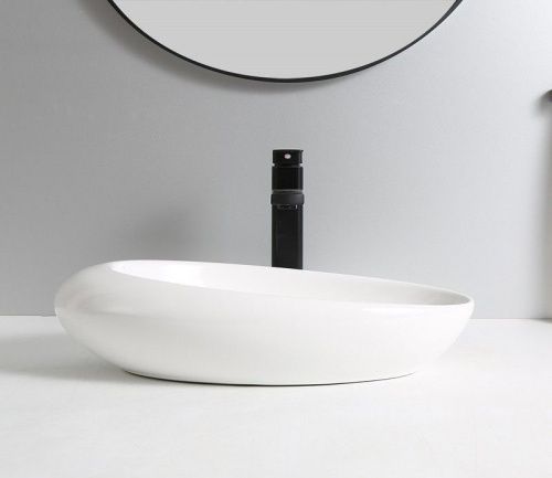 Раковина из сантехнического фаянса CeramaLux 78255 60х40 накладная цвет белый без отверстий под смеситель - фото 4