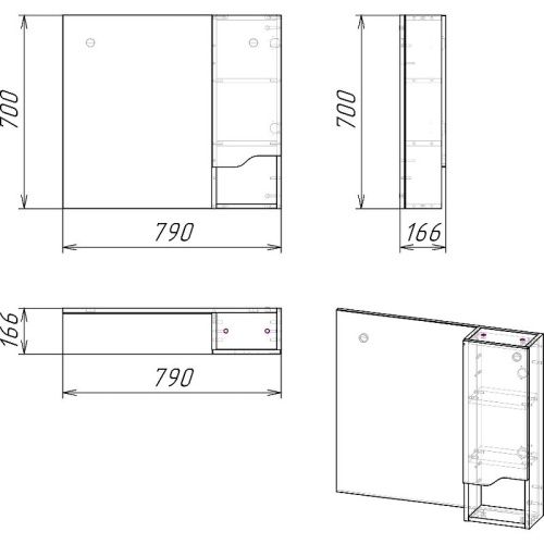 Зеркало-шкаф Stella Polar Абигель SP-00001106 80х70 подвесной цвет серый - фото 4