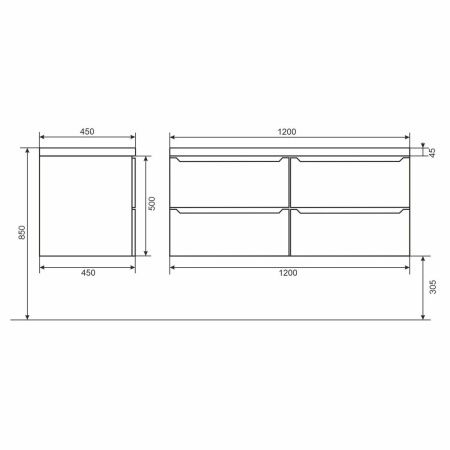 Тумба под раковину Uperwood Tanos 2910203303 120х50 подвесная цвет белый
