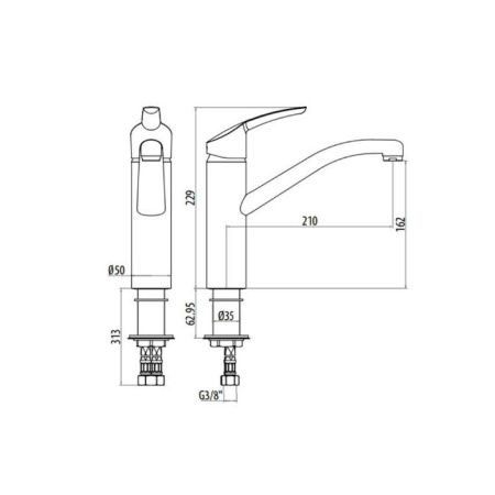 Смеситель для кухни Gattoni ELY 0800/PCC0 на мойку хром