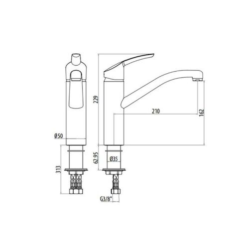 Смеситель для кухни Gattoni ELY 0800/PCC0 на мойку хром - фото 2