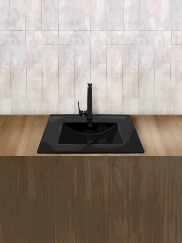 Раковина из сантехнического фаянса WeltWasser WW SK 10000005564 50 см встраиваемая цвет черный 1 отверстие под смеситель - фото 4