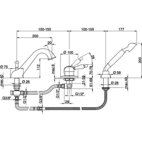 Смеситель Cisal Arcana Empress EM00126021 Акция на борт ванны хром - фото 2
