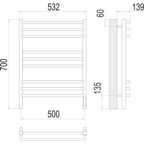 Полотенцесушитель электрический Terminus 4670078531506 55х70 хром - фото 3