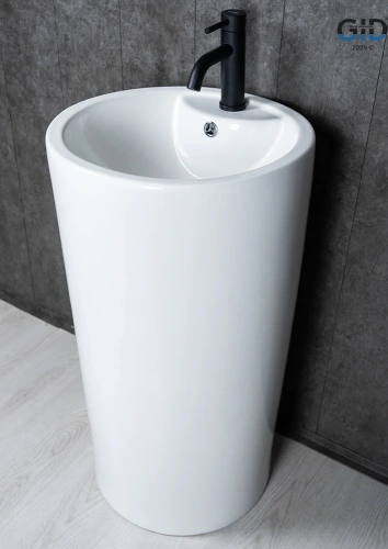 Раковина керамическая Gid Autonomo 81102 50х50 напольная цвет белый 1 отверстие под смеситель - фото 2