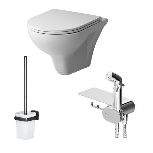 Унитаз подвесной Am.Pm Gem CK90H0203W белый с сиденьем микролифт безободковый каскадный смыв - фото 2