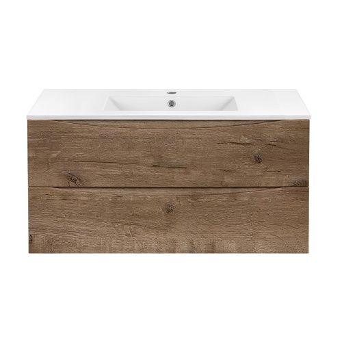 Тумба под раковину Vincea Mia VMC-2MC100VO 100х50 подвесная цвет коричневый - фото 3