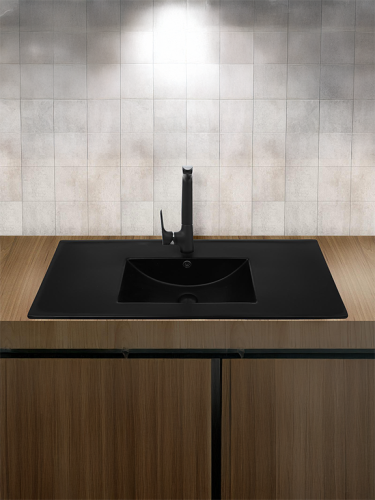 Раковина из сантехнического фаянса WeltWasser WW SK 10000005575 40 см встраиваемая цвет черный 1 отверстие под смеситель - фото 4