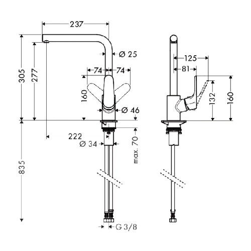 Смеситель для кухни Hansgrohe Focus 31817800 на мойку нержавеющая сталь - фото 2