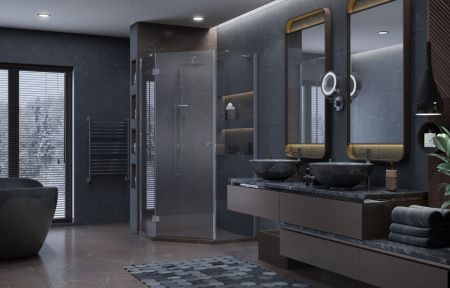 Душевая перегородка Ambassador Benefit 100HB 100х200 стекло прозрачное профиль черный