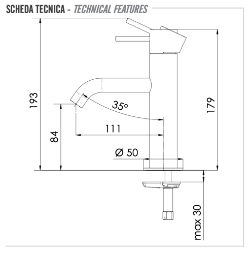 Смеситель Remer X Style X12XV на раковину нержавеющая сталь - фото 5