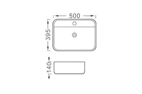 Раковина из сантехнического фарфора Aquatek ВЕГА AQ5506-MW 50х40 накладная цвет белый 1 отверстие под смеситель - фото 2