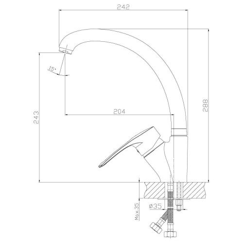 Смеситель для кухни Rossinka T T40-23 на мойку хром - фото 2