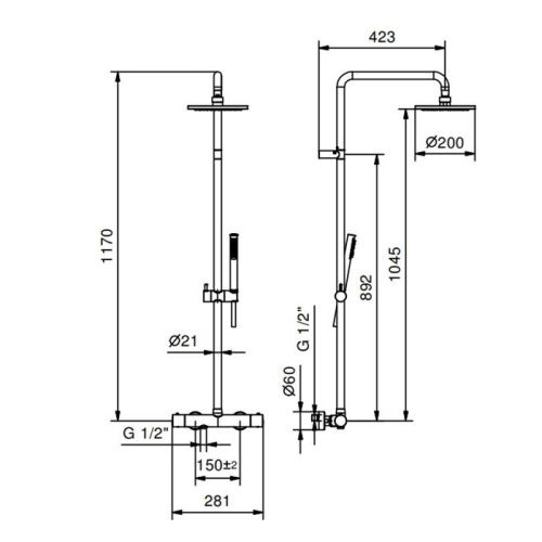 Душевая стойка Fantini Nostromo 86 02 8129 настенная цвет хром - фото 2