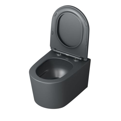 Унитаз подвесной Grossman Торнадо GR-4499GMSQ серый с сиденьем микролифт безободковый смыв торнадо - фото 3