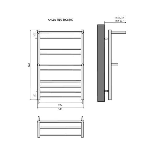 Полотенцесушитель водяной Aquatek Альфа AQ RRP1080CH 50х80 хром - фото 4